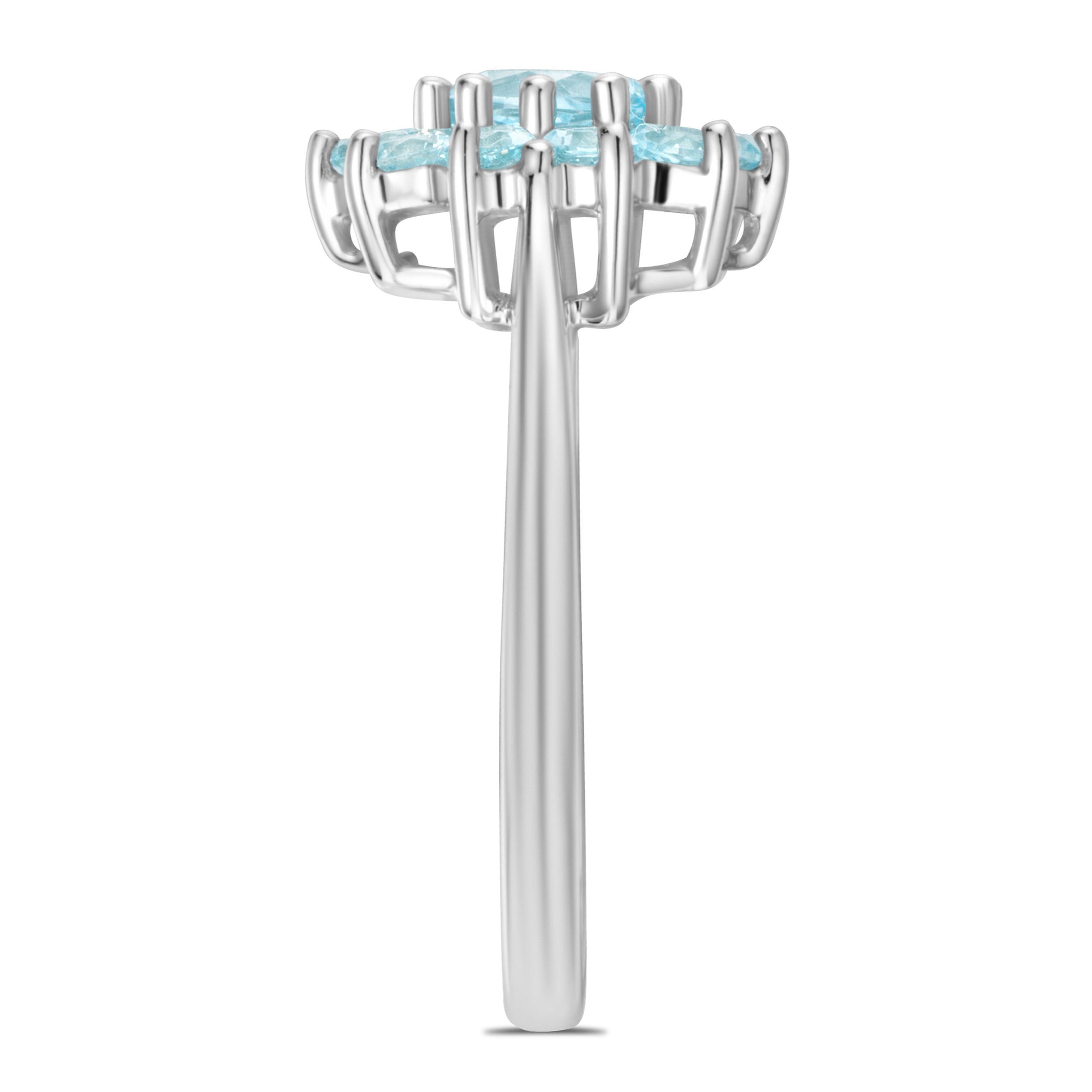 1.10ct Blue Topaz Cluster Ring in 9K White Gold